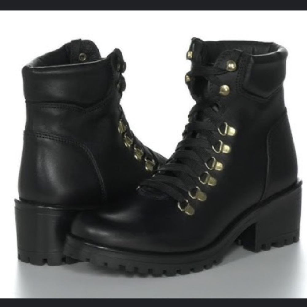 Steve Madden Galway Black Leather Women's Boots
